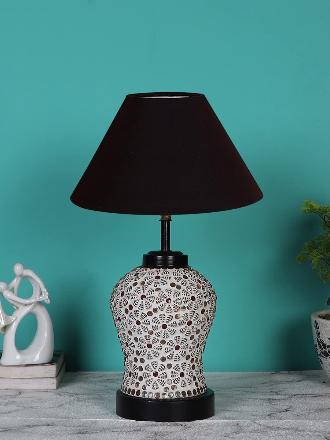 Black Cotton Glass Table lamp with Iron Base(172)