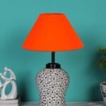 Orange Cotton Glass Table lamp with Iron Base(174)