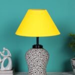 Yellow Cotton Glass Table lamp with Iron Base(175)