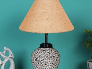 Beige Jute Glass Table lamp with Iron Base(178)