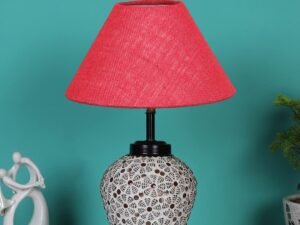 Pink Jute Glass Table lamp with Iron Base(179)