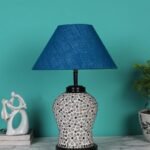 Turquoise Jute Glass Table lamp with Iron Base(182)