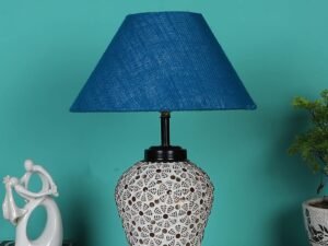 Turquoise Jute Glass Table lamp with Iron Base(182)