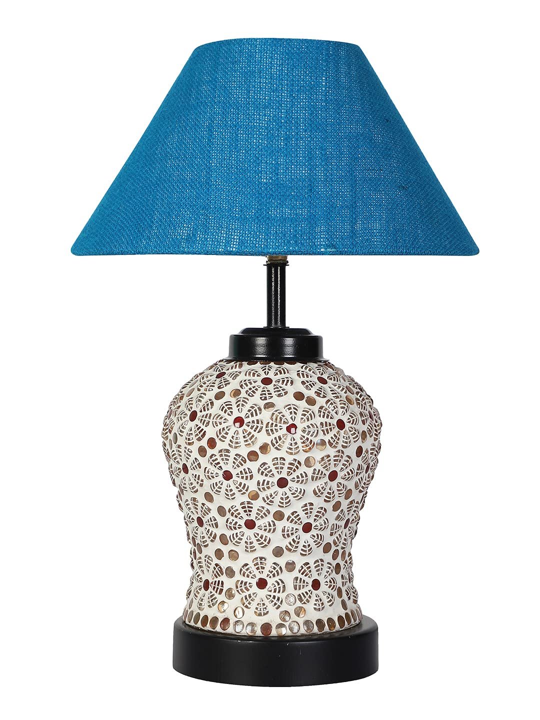 Turquoise Jute Glass Table lamp with Iron Base(182)