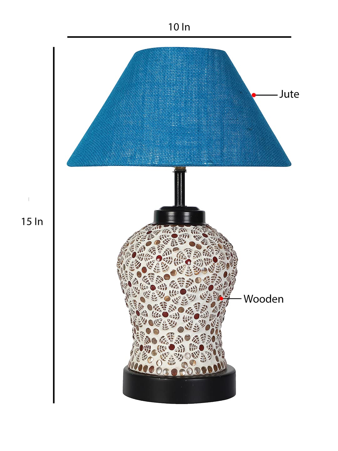 Turquoise Jute Glass Table lamp with Iron Base(182)