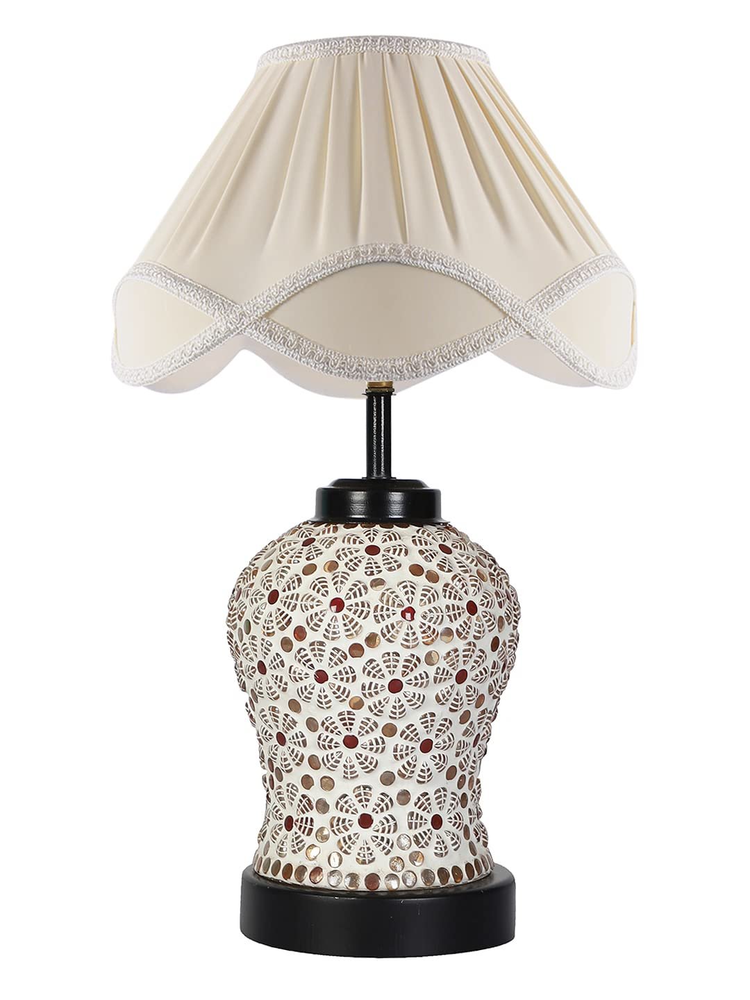 Vintage Off-White Glass Shade Table lamp with Iron Base (186)