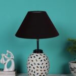 Black Cotton Glass Table lamp with Iron Base(189)