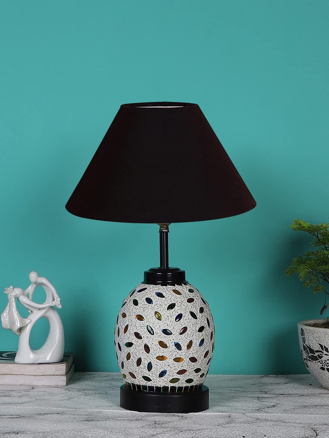 Black Cotton Glass Table lamp with Iron Base(189)