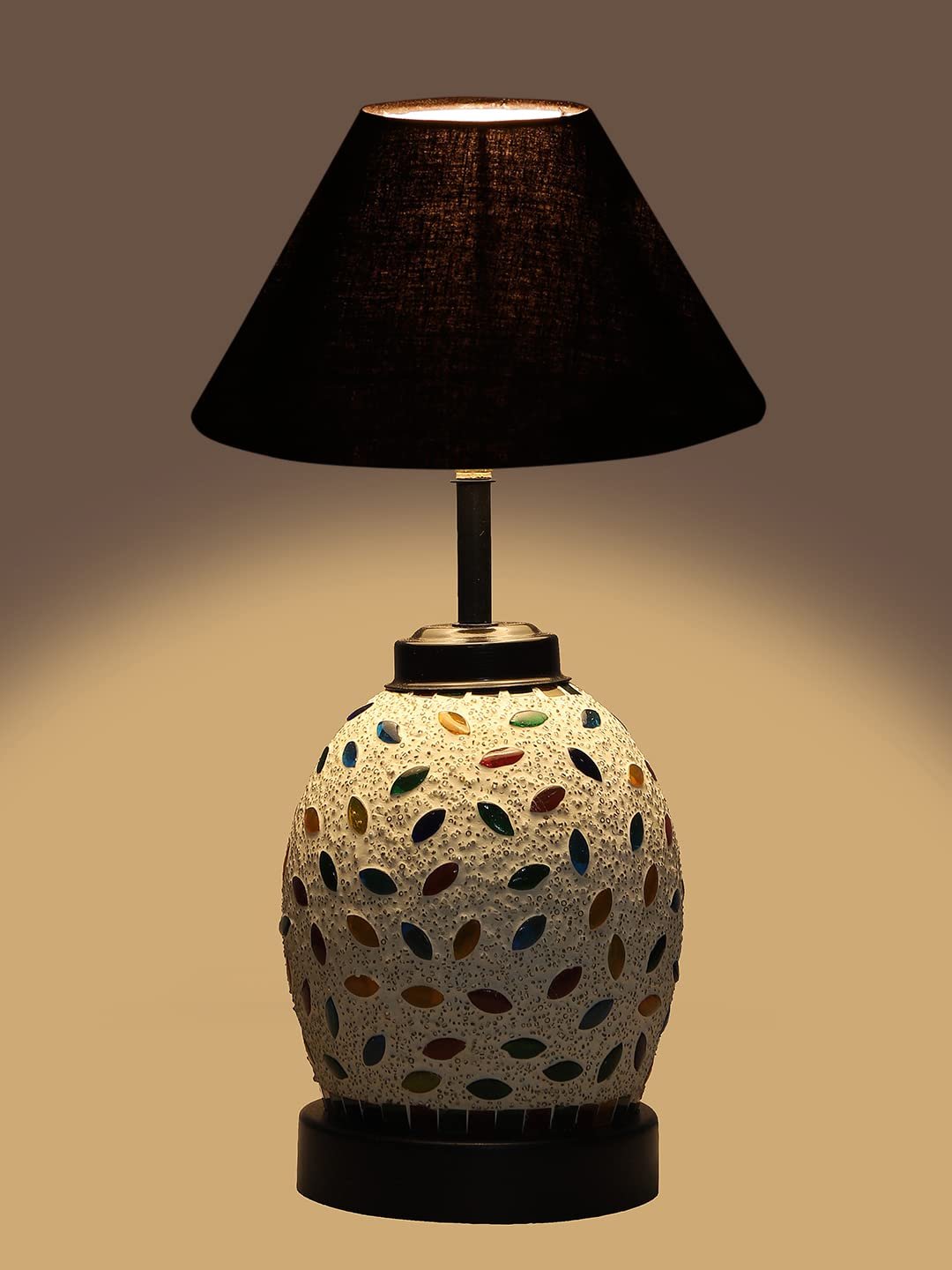 Black Cotton Glass Table lamp with Iron Base(189)