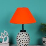 Orange Cotton Glass Table lamp with Iron Base(191)
