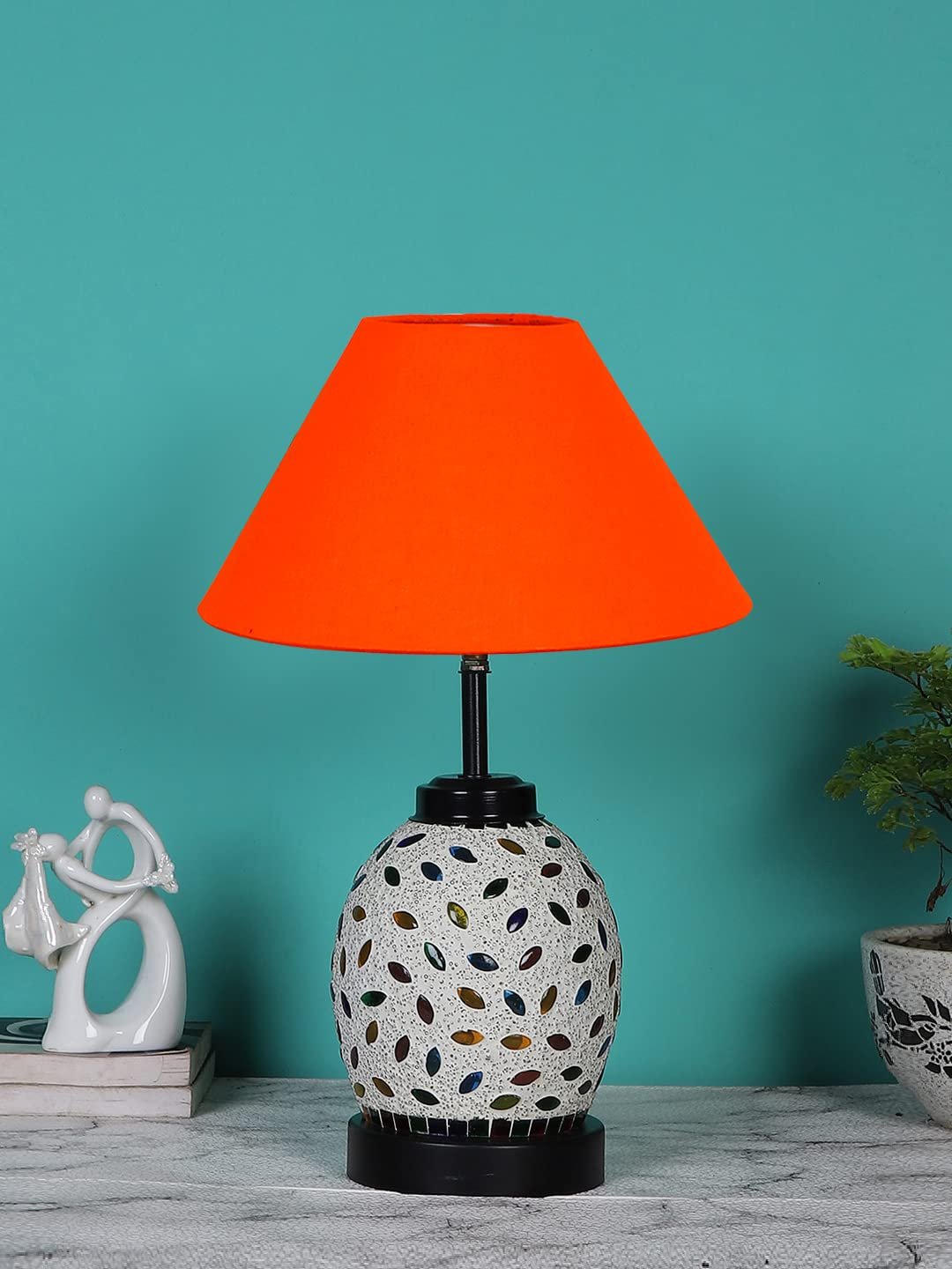 Orange Cotton Glass Table lamp with Iron Base(191)