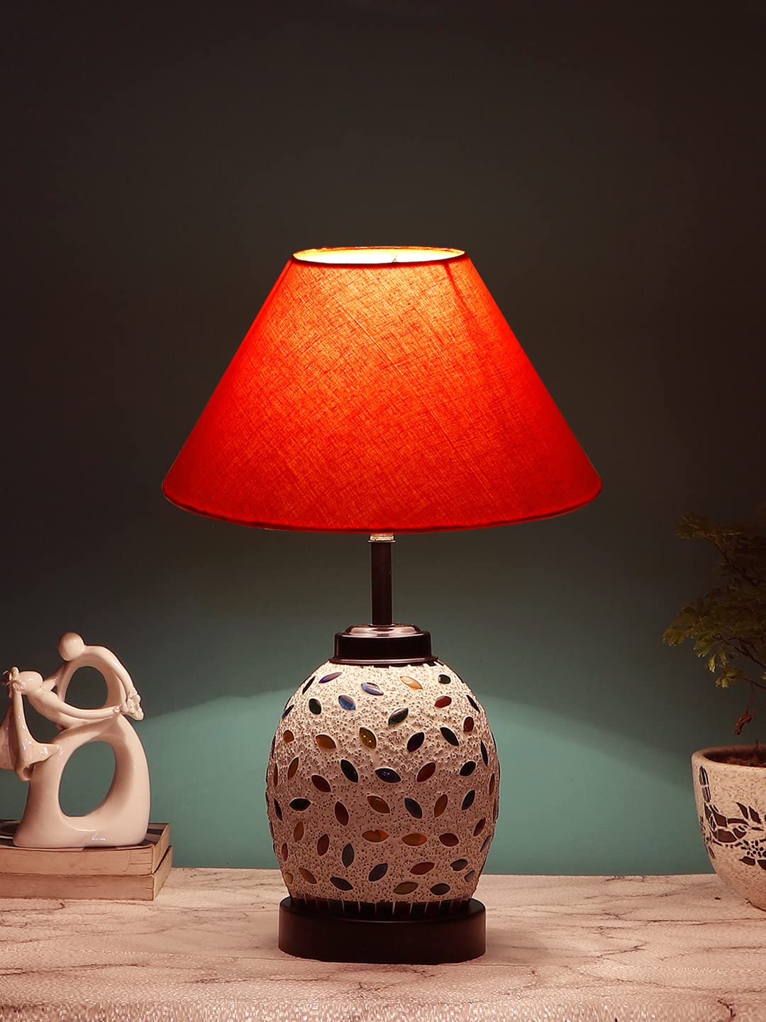 Orange Cotton Glass Table lamp with Iron Base(191)