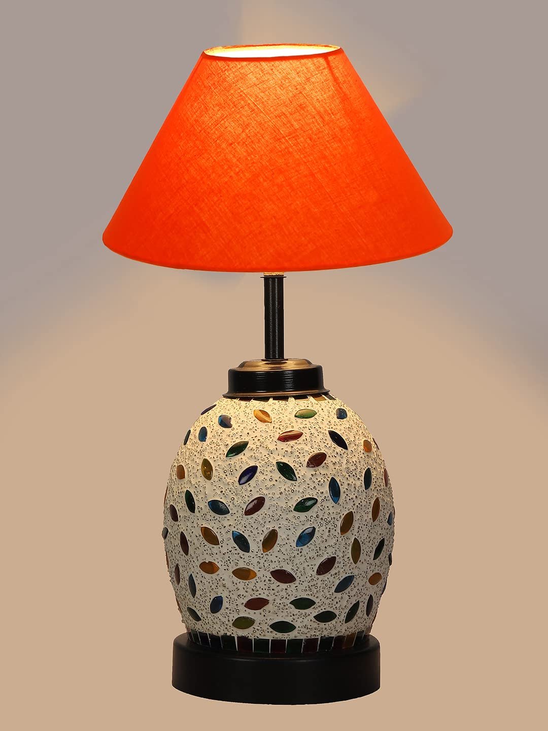 Orange Cotton Glass Table lamp with Iron Base(191)