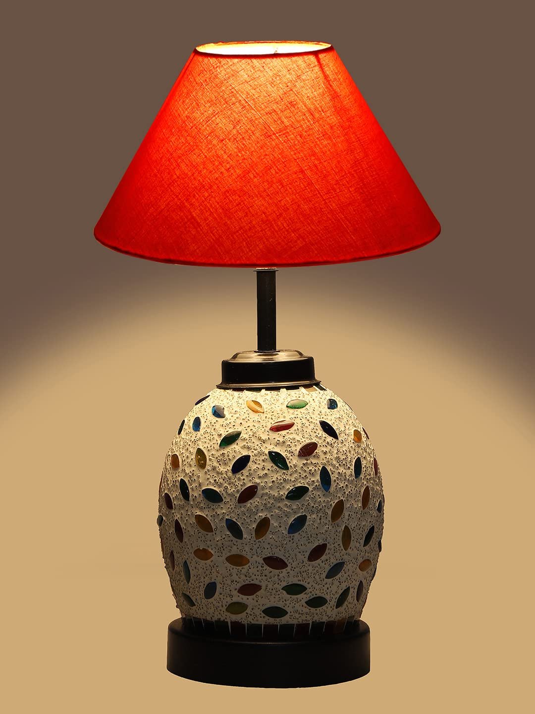 Orange Cotton Glass Table lamp with Iron Base(191)