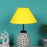 Yellow Cotton Glass Table lamp with Iron Base(192)
