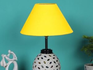 Yellow Cotton Glass Table lamp with Iron Base(192)