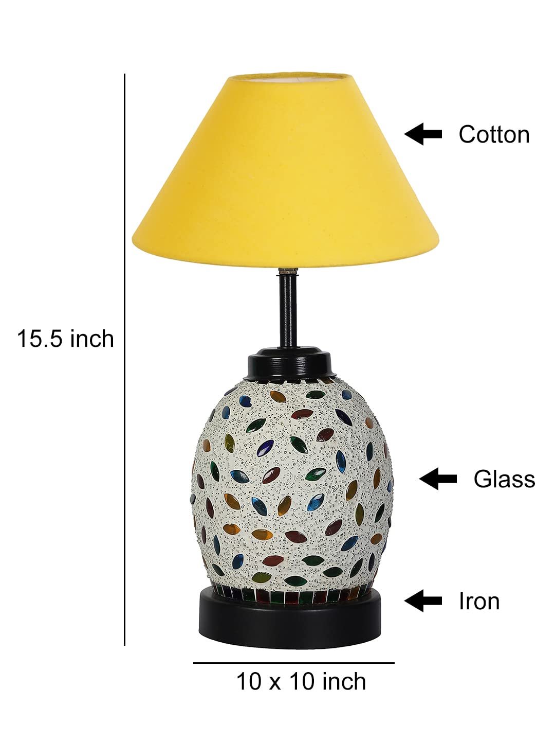 Yellow Cotton Glass Table lamp with Iron Base(192)