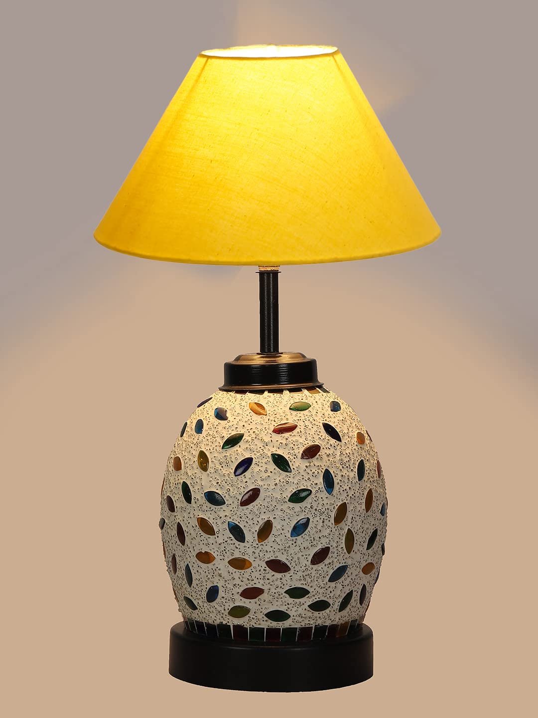 Yellow Cotton Glass Table lamp with Iron Base(192)