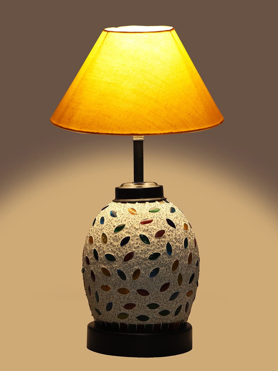 Yellow Cotton Glass Table lamp with Iron Base(192)
