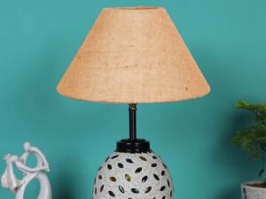 Beige Jute Glass Table lamp with Iron Base(195)