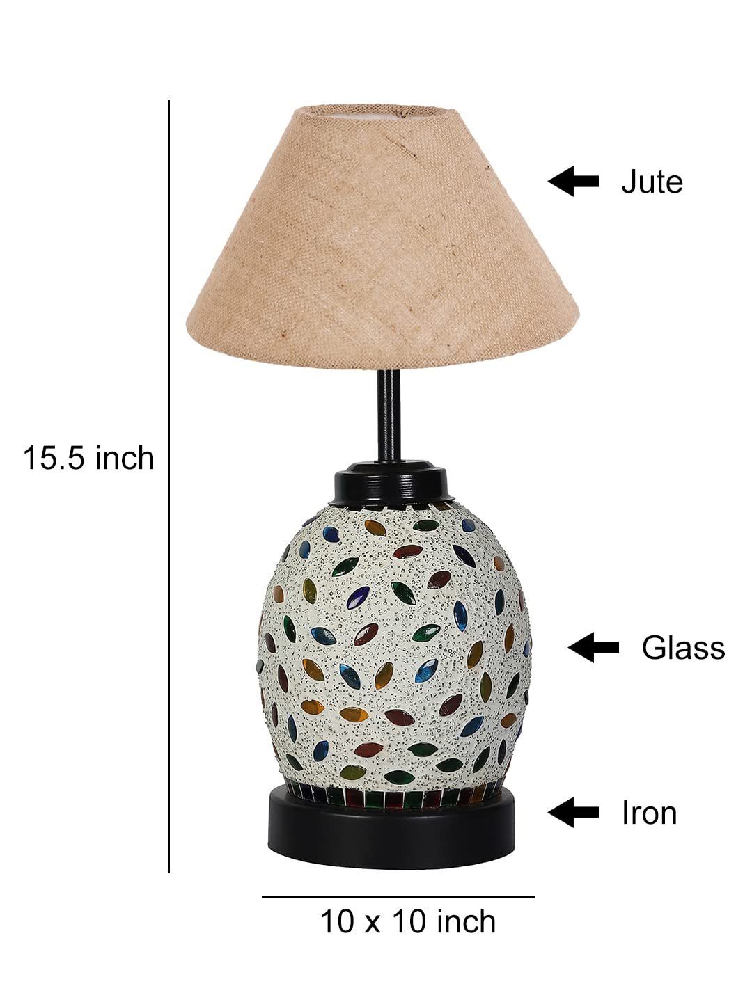 Beige Jute Glass Table lamp with Iron Base(195)