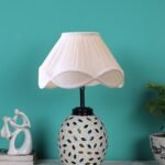 Vintage Off-White Glass Shade Table lamp with Iron Base (203)