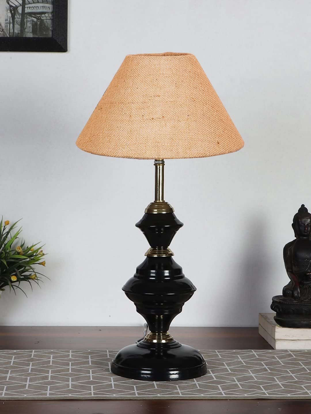 Beige Jute Table lamp with Iron Base(212)