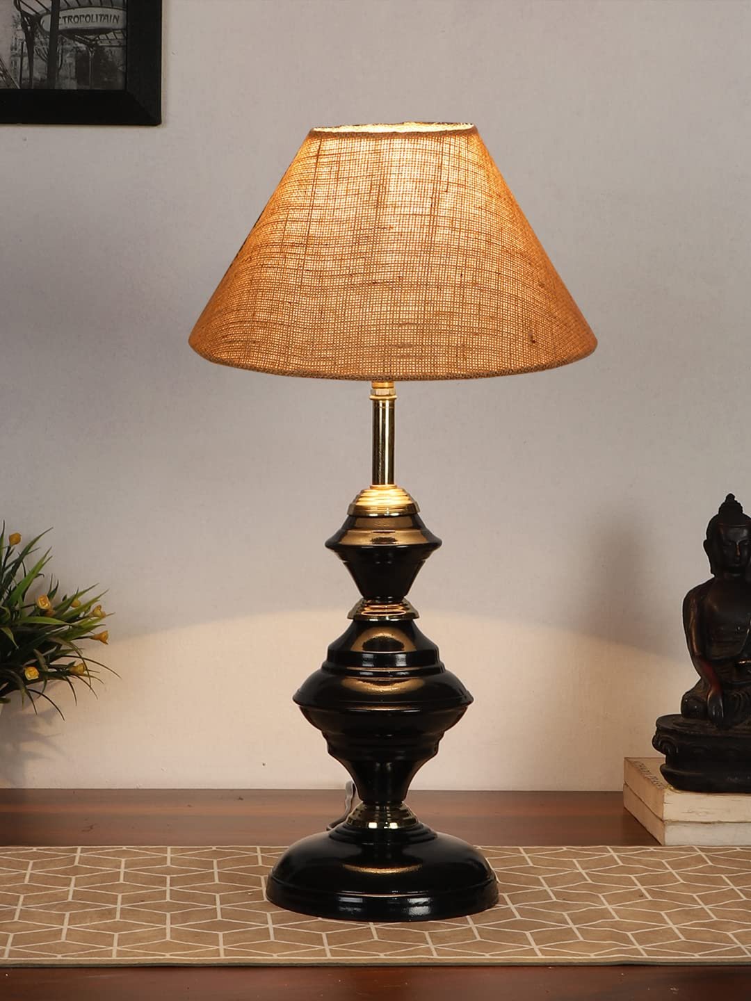 Beige Jute Table lamp with Iron Base(212)