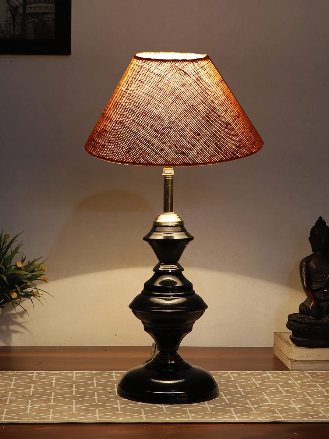 Beige Jute Table lamp with Iron Base(212)