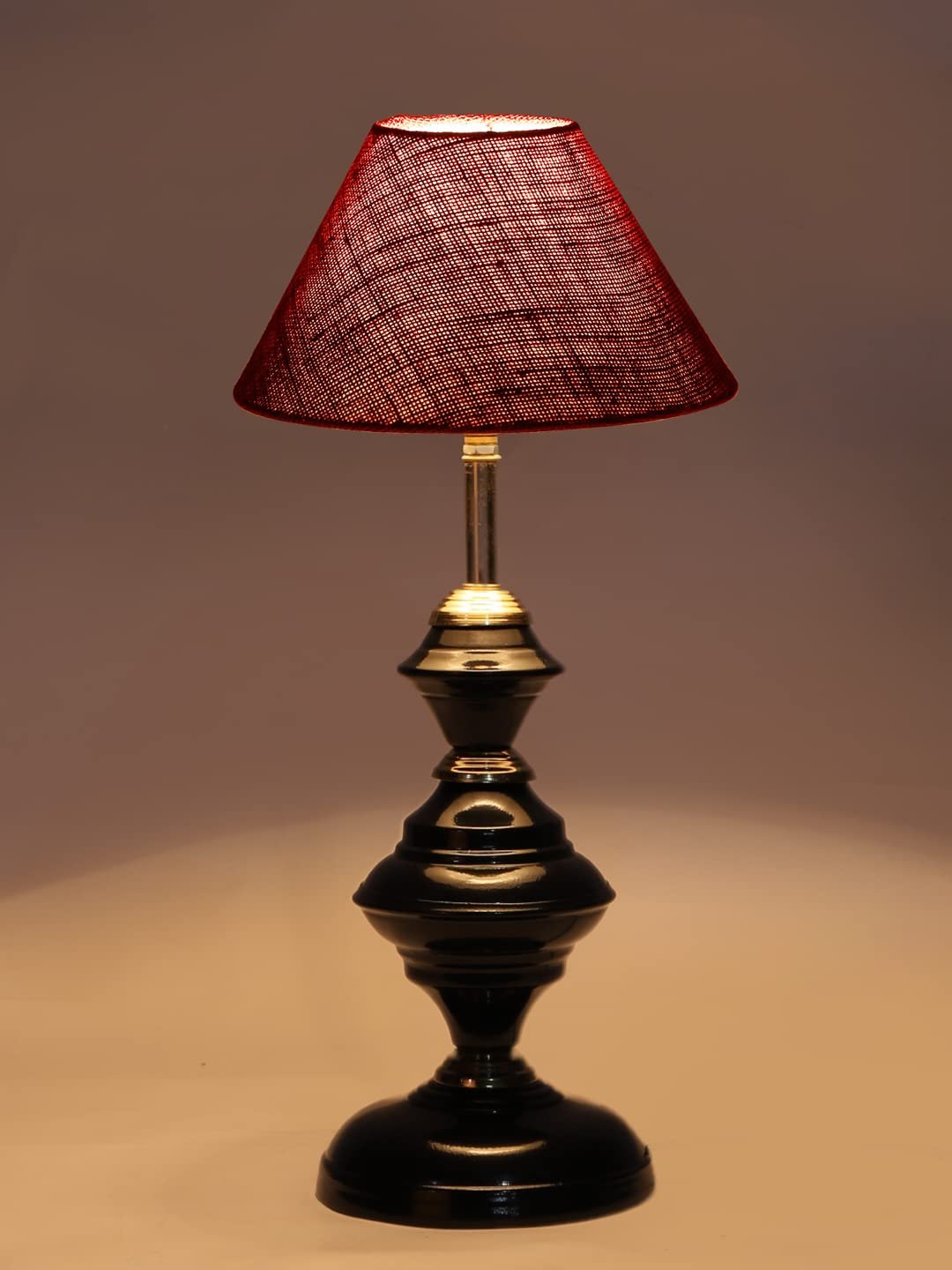 Maroon Jute Table lamp with Iron Base(214)
