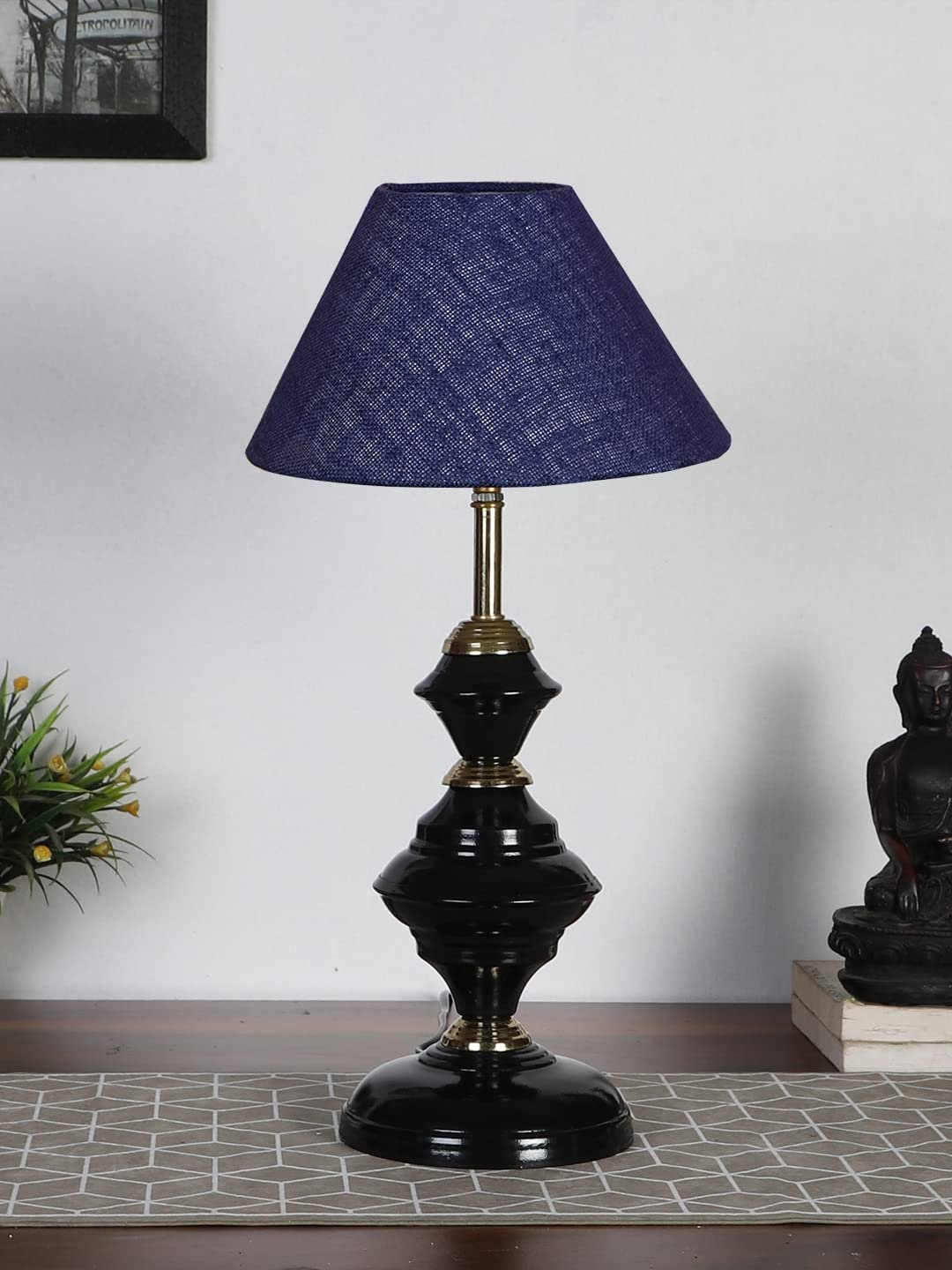 Blue Jute Table lamp with Iron Base(215)