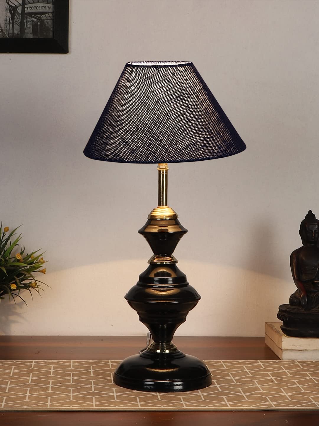 Blue Jute Table lamp with Iron Base(215)