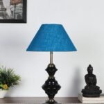 Turquoise Jute Table lamp with Iron Base(216)