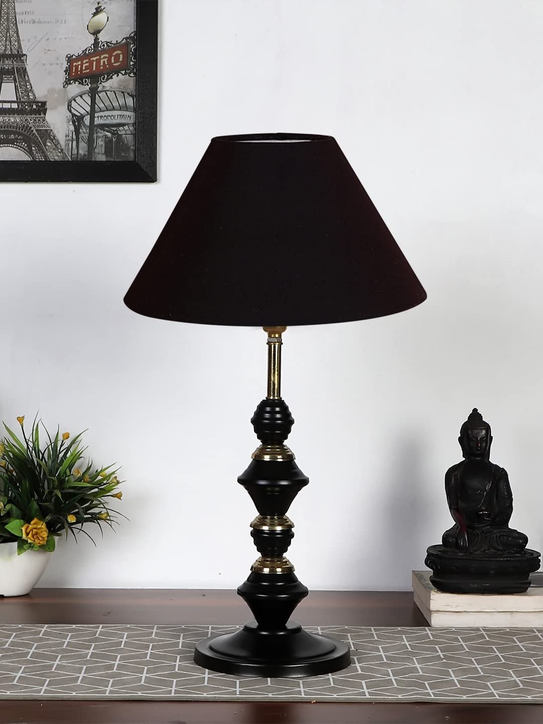 Black Cotton Table lamp with Iron Base(223)
