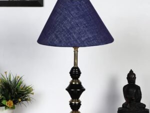 Blue Jute Table lamp with Iron Base