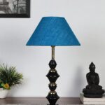 Turquoise Jute Table lamp with Iron Base(233)