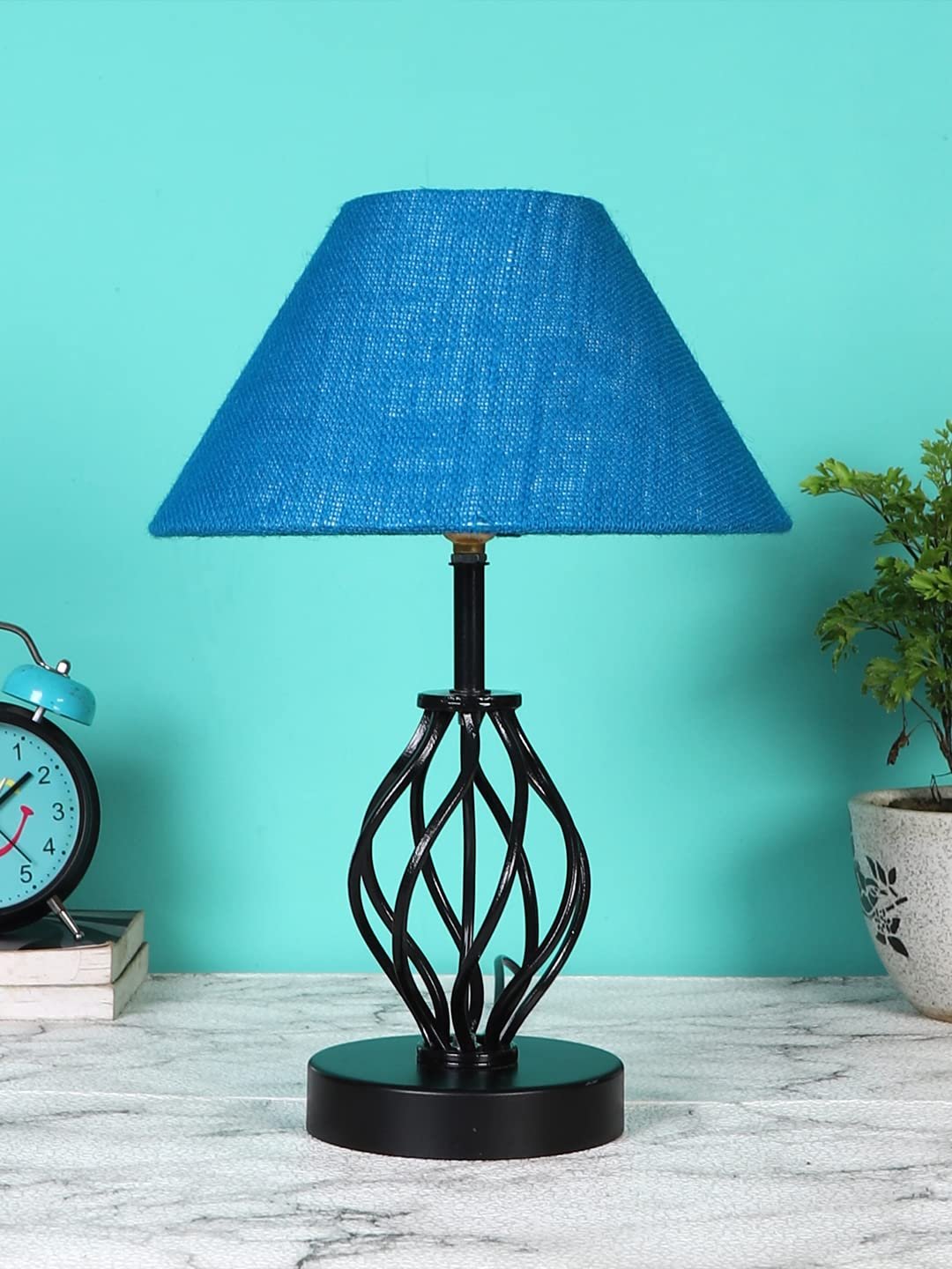 Turquoise Jute Table lamp with Iron Base(29)