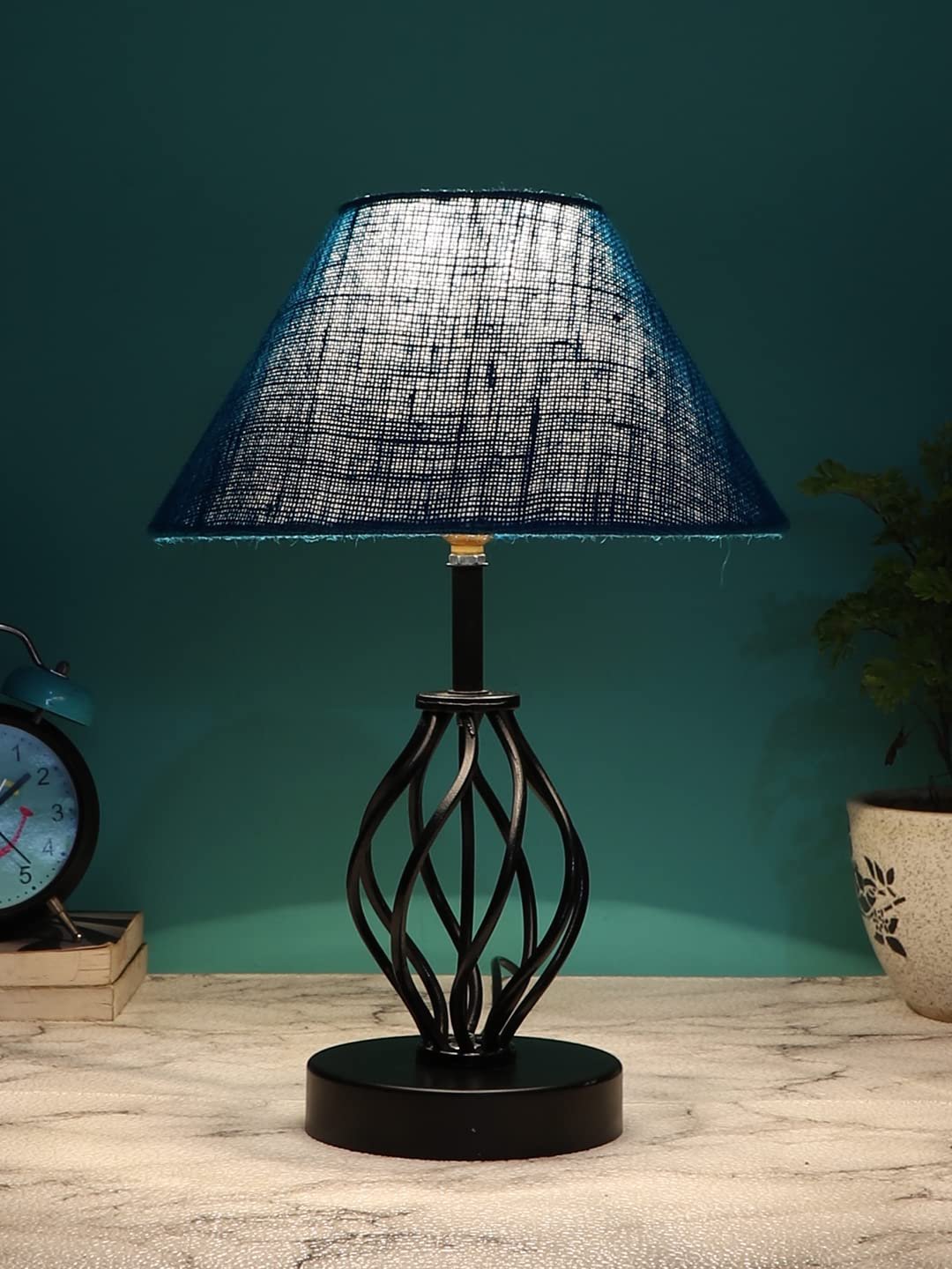 Turquoise Jute Table lamp with Iron Base(29)