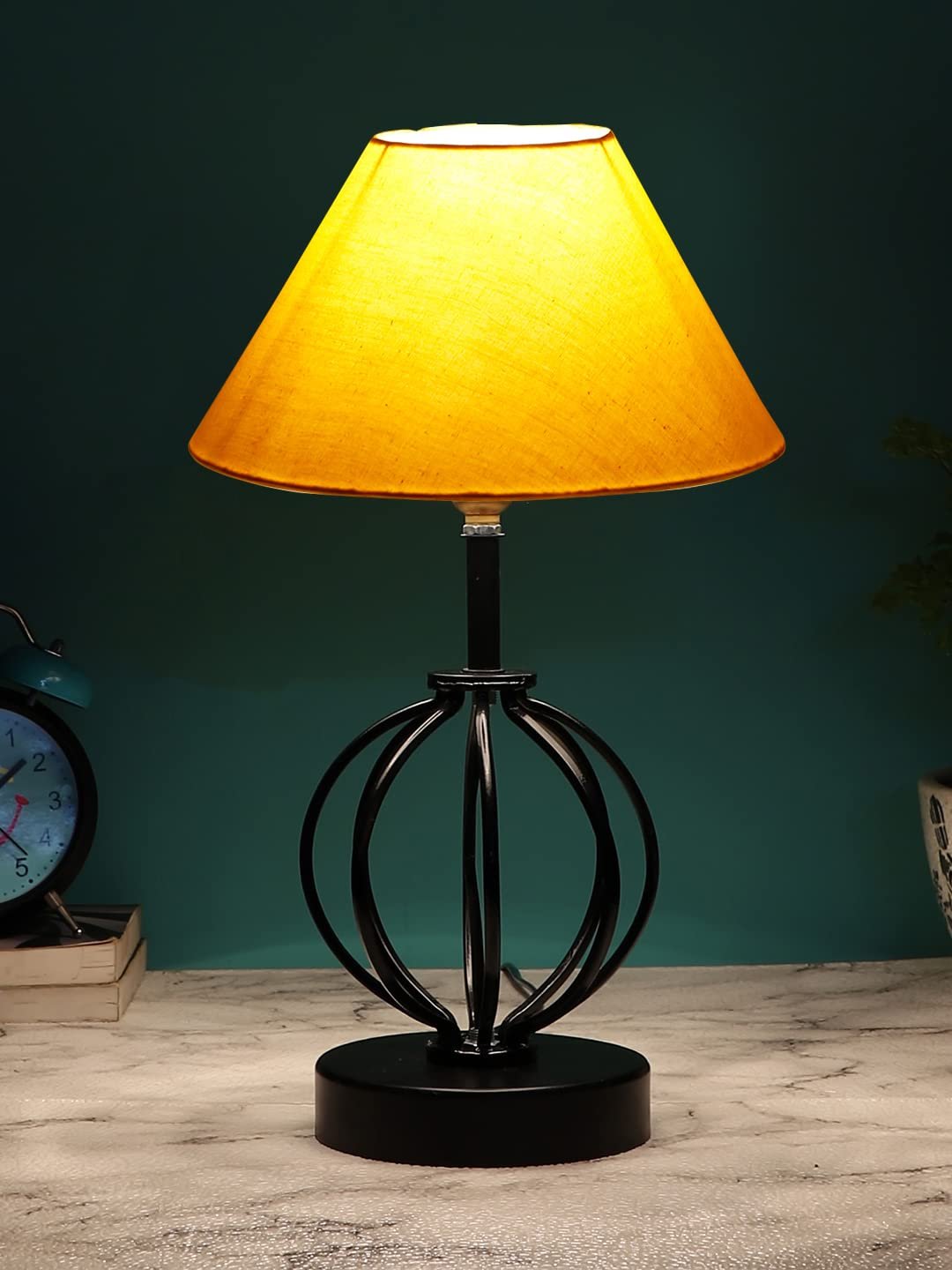 Yellow Cotton Table lamp with Iron Base(39)