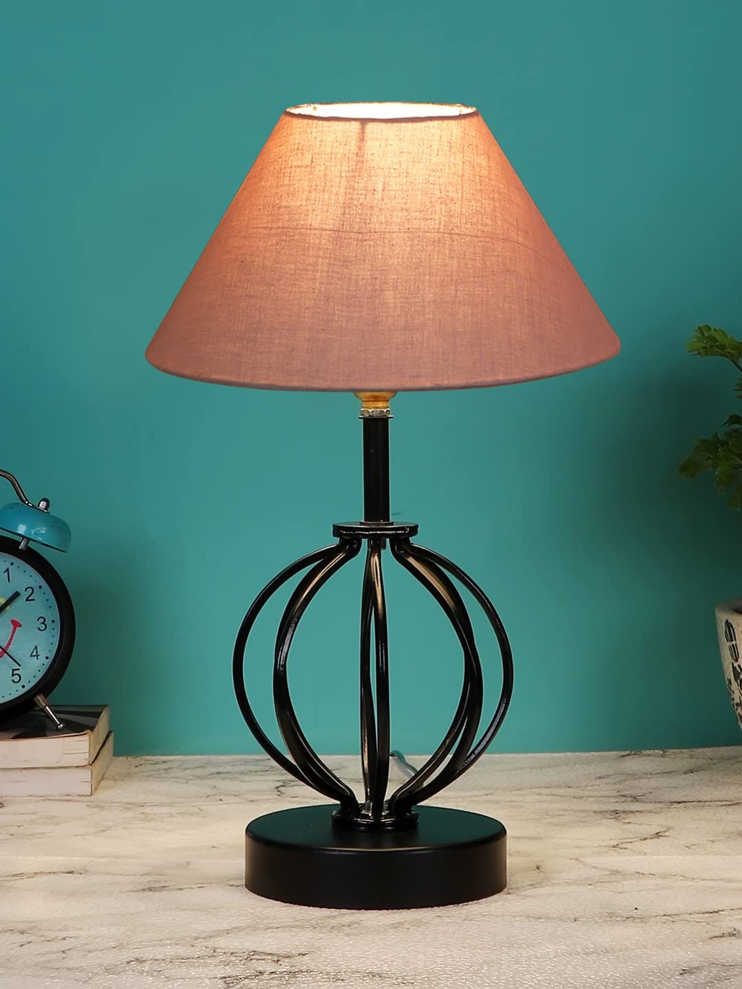 Grey Cotton Table lamp with Iron Base(40)