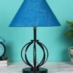 Turquoise Jute Table lamp with Iron Base(46)
