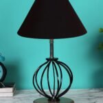 Black Cotton Table lamp with Wood & Iron Base(53)