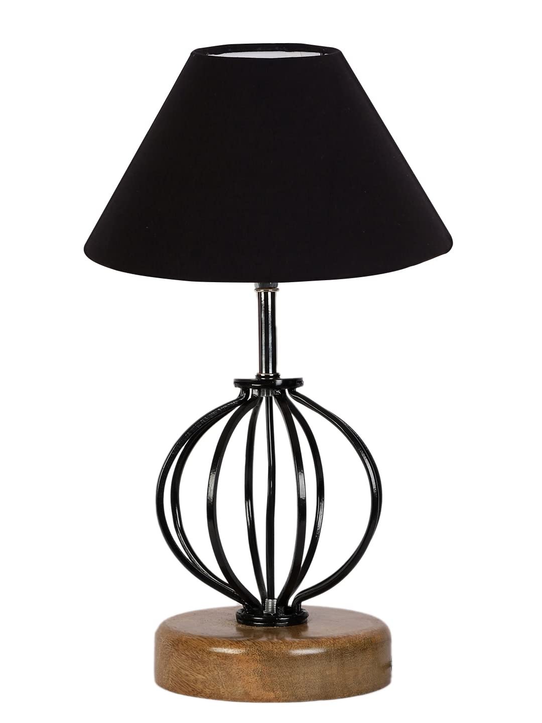 Black Cotton Table lamp with Wood & Iron Base(53)