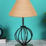 Beige Jute Table lamp with Wood & Iron Base(59)