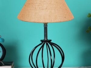 Beige Jute Table lamp with Wood & Iron Base(59)