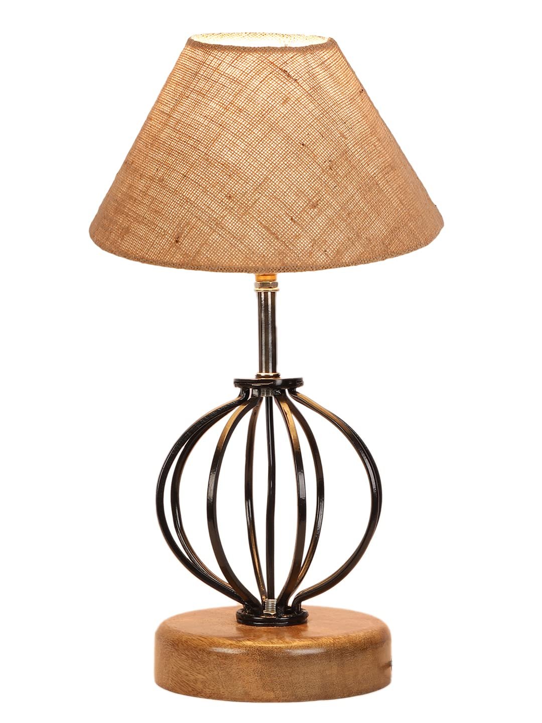 Beige Jute Table lamp with Wood & Iron Base(59)