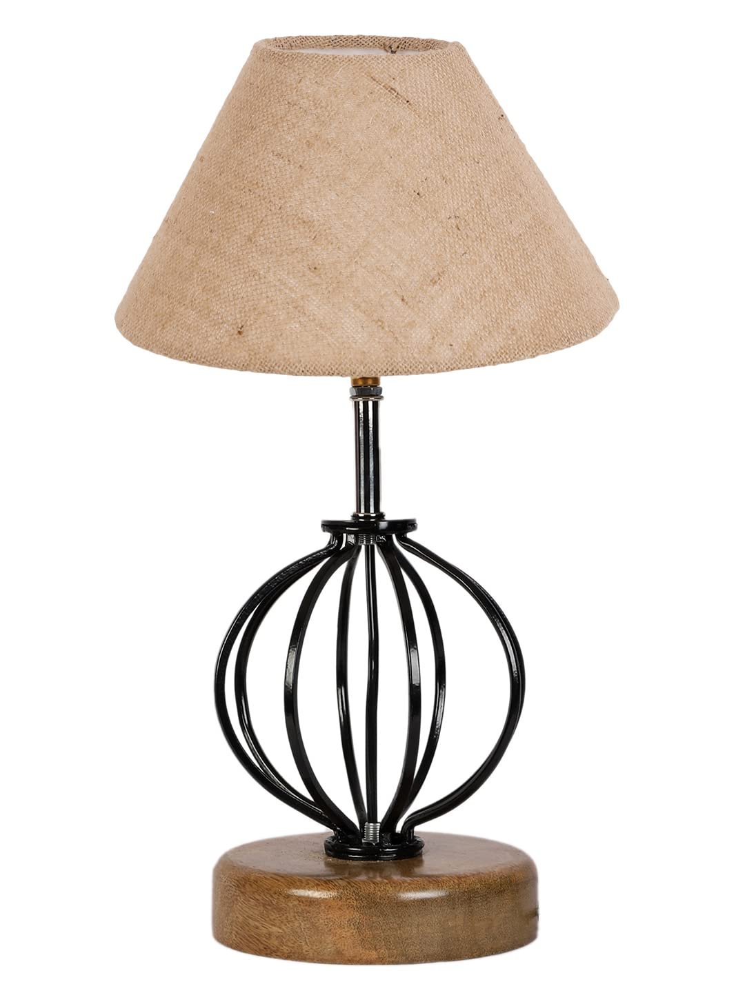 Beige Jute Table lamp with Wood & Iron Base(59)