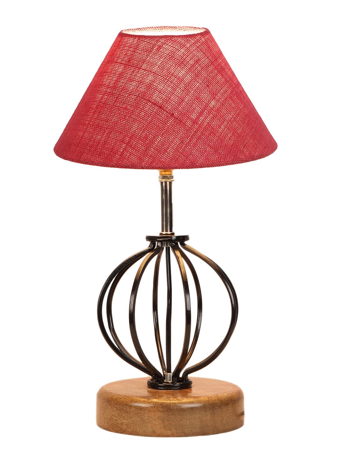 Pink Jute Table lamp with Wood & Iron Base(60)