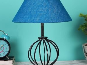 Turquoise Jute Table lamp with Wood & Iron Base(63)
