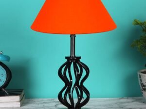 Orange Cotton Table lamp with Wood & Iron Base(72)